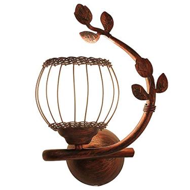 Imagem de Luminária de parede interna V-intage, luminária de parede europeia, luminária de parede estilo rural retrô, luminária de parede em ferro, imitação de madeira, luminária de parede de personal