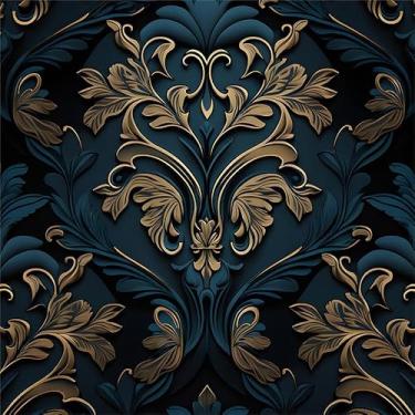 Imagem de Papel de parede vintage verde-azulado verde amarelo damasco folha de flor vintage papel de contato adesivo de vinil vintage em papel de parede para quarto, banheiro, armário de cozinha adequado para