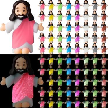 Imagem de Barydat 100 bonecos de Jesus que brilham no escuro Jesus em massa presentes cristãos para esconder e procurar Deixe sua luz brilhar, lembrancinha de festa religiosa para Halloween, igreja, batismo