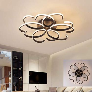 Imagem de Luminária de teto LED minimalista moderna, preta, para quarto/sala de estar, luminária de teto com design criativo de anel redondo para estudo, cozinha, iluminação de teto, lustre de acrílic