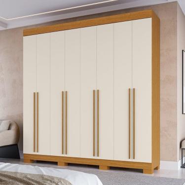 Imagem de Guarda-roupa Casal 8 Portas 4 Gavetas 218,4cm Azaleia Espresso Móveis Cinamomo/Off White