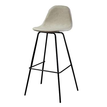 Imagem de UISLA Banqueta de bar de móveis de couro PU ferro café da manhã alto pub bancos/balcão - pernas de metal preto, 65/75 cm/# 3/Altura do assento: 65 cm