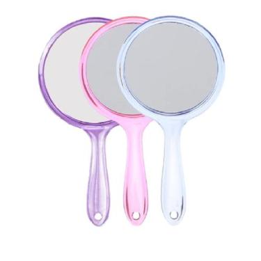 Imagem de 2 Espelhos de Mão Acrilico Dupla Face Zoom Dentista Salão - Ami, Rosa