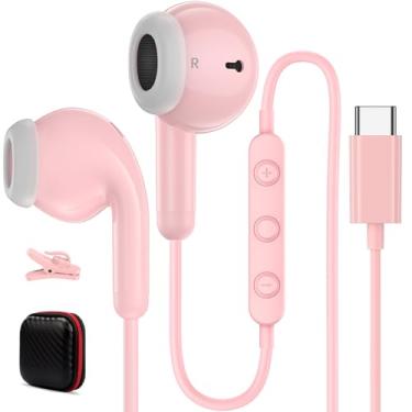 Imagem de Fones de ouvido USB C com fio para Samsung S25 Ultra S24 S23 Z Fold 7, fones de ouvido Android com cancelamento de ruído HiFi estéreo no fone de ouvido tipo C para iPhone 16 Pro Max 16e 15 Plus Pro