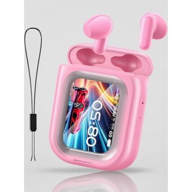 Imagem de Fone de Ouvido intra-auricula Esportivo Sem Fio Bluetooth com Caso de Carregamento TWS Estéreo com cancelamento de ruído XT62- Rosa