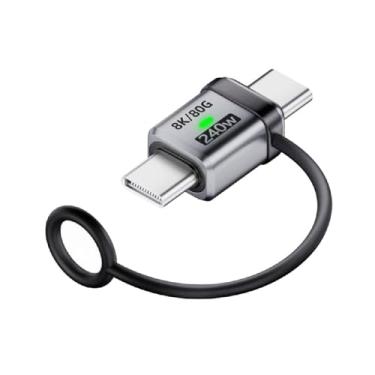 Imagem de cablecc Adaptador de extensão 240W USB5.0 80Gbps macho para macho reto com cordão chaveiro 16K 8K 5K compatível com USB 4.0 Thunderbolt3/4/5
