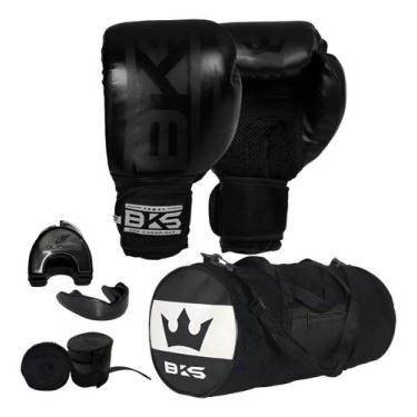 Imagem de Luva De Boxe Muay Thai Kickboxing bolsa bandagem bucal case Bks, Preto