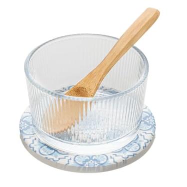 Imagem de WOLFF - Conjunto 3 Peças Petisqueira Redonda com Colher e Suporte Mosaico 10cm x 10cm x 6,5cm Vidro