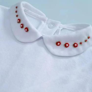 Imagem de Body Bebê Bordado Rococó - Gilolo Baby , Branco, Vermelho, Rn