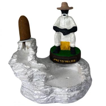 Imagem de Incensário Cascata Preto Velho em Resina 12 cm