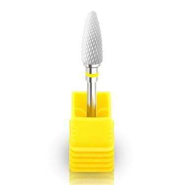 Imagem de Fantexy Broca de unha de cerâmica de 3/81.3 cm - Remova os géis rígidos de acrílico de forma rápida e segura, broca de lixa de cone de cerâmica branca para arte de unhas, manicure, pedicure, gel