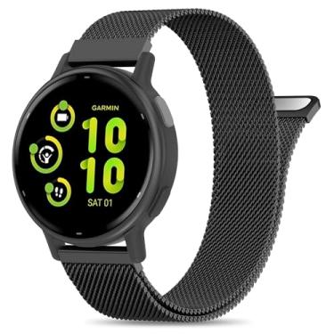 Imagem de EverAct Pulseira magnética de metal de 20 mm compatível com Garmin Vivoactive 5 / Vivoactive 6/3/3 Music, pulseira de malha de aço inoxidável de liberação rápida para Venu Sq 2 e Forerunner 55/165/245