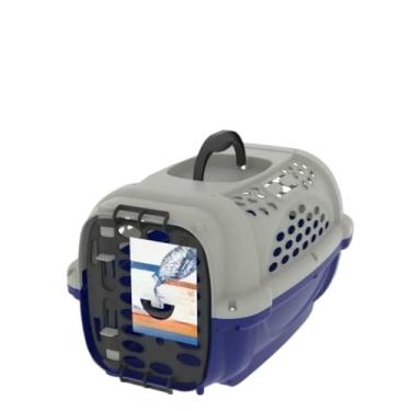 Imagem de Caixa de Transporte Pet Travas Duplas Plast Pet Para Cachorro, Gato, Coelho, Aves, Pequeno Porte(Azul)