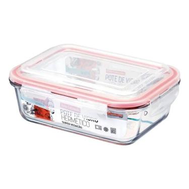 Imagem de 2X Pote Vidro Hermética Marmita Grande Tampa Silicone 1040Ml