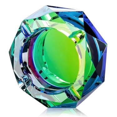 Imagem de Cinzeiro de charutos para uso ao ar livre – Cinzeiros de vidro para cigarros ao ar livre, interior colorido, verde cinzeiro de cristal para pátio, sala de estar, decoração interna, escritório para homens e mulheres