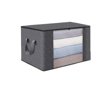 Imagem de 84L Caixa Saco Organizador Grande Edredom Cobertor Casaco Guarda Roupa Ecológico Anti-Poeira Umidade Insetos Multiuso(Reforçado-84L-Cinza x5)