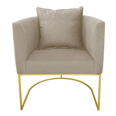 Imagem de Poltrona Paola Suede Marrom Rato Base Metálica Dourado
