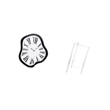 Imagem de Fenteer Relógio de Parede em Acrílico Distorcido E Mesa Lateral Minimalista Transparente. Relógio Exclusivo E Criativo com Efeito de Fusão para Decoração Mode