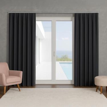 Imagem de Cortina Blackout para Trilho Suíço, Tecido em Poliéster Premium, Medidas 6,00 x 2,70m (Preto)