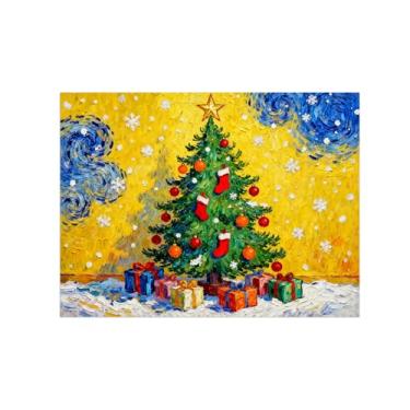 Imagem de Natal Quadro em tela-Árvore Natal caixa presente-Imagem moderna decoração casa-Pôster impressões para sala estar 60x80cm24x31in Sem Moldura