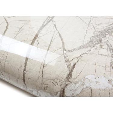 Imagem de ROSEROSA Retire e cole papel de parede autoadesivo de mármore falso brilhante, acabamento de moldagem de espelho de bancada PGS4136