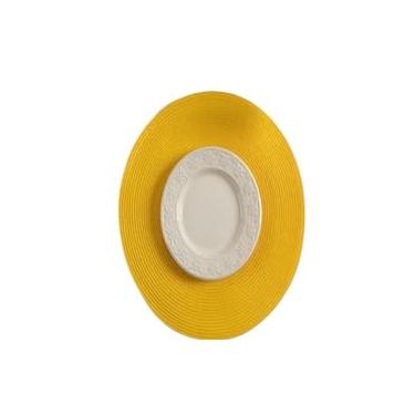 Imagem de Jogo Americano 4 Unidades Redondo Jantar para Mesa Posta, Descanso de Prato(Amarelo)