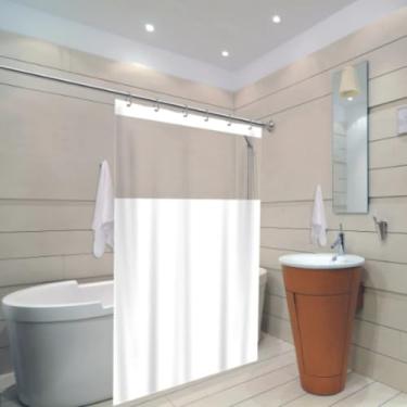 Imagem de Cortina de Box Banheiro Lisa, Impermeável, Antimofo, em Pvc e Com Visor transparente - Modelo Luxo (BRANCO)