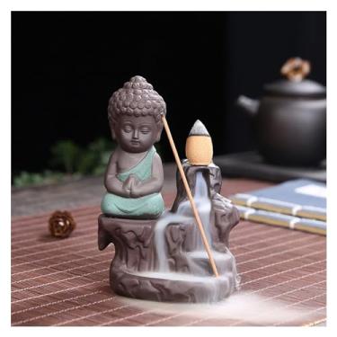 Imagem de Porta-incenso decorativo Queimador de incenso criativo cachoeira fumaça o pequeno monge buda queimador titular incensário casa decorações mesa artesanato(C)