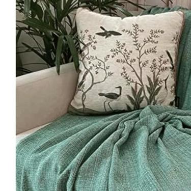 Imagem de Manta para Sofá Gigante 100% Algodão Artesanal Decorativa Mesclada – Conforto e Estilo para Sofá e Cama (VERDE MESCLADO CLARO)