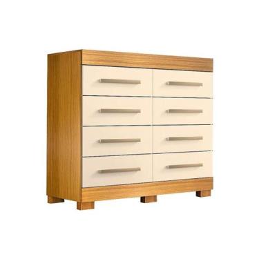 Imagem de Cômoda Bebê Nalu c/ 8 Gavetas Nature/Off White - ACP - ACP Móveis