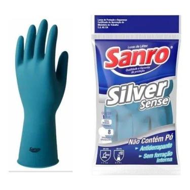 Imagem de Luva de látex silver sense azul tamanho G - Sanro