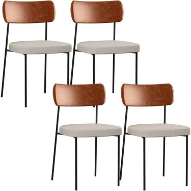 Imagem de Kit 04 Cadeiras Para Sala De Jantar Melina L02 Camel Cru