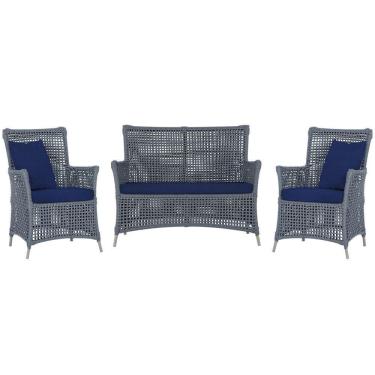 Imagem de Jogo Sofá E 2 Poltronas Igapó Alumínio Fendi E10 Trama Prata