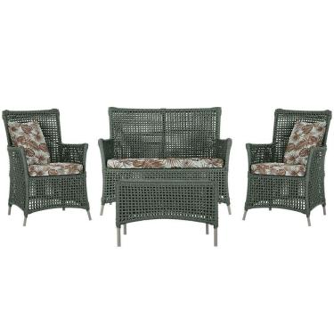 Imagem de Jogo Sofá E 2 Poltronas E Mesa Igapó Fendi E6 Trama Original Verde