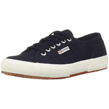 Imagem de Superga Tênis feminino Cotu Classic com cadarço, Branco, azul-marinho, 36