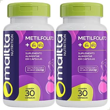 Imagem de Kit 2x Suplemento Metilfolato + Vitaminas B6 B12 30 Cápsulas - Duom, M