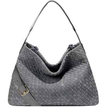Imagem de JINMANXUE Bolsa feminina Boston, bolsa Hobo de tecido e bolsas, bolsa mensageiro feminina, bolsa tiracolo de ombro moderna, Cinza Sudão fosco
