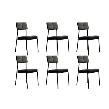 Imagem de Cadeira Sala De Jantar Neo 1740 Kit 6 Uni Preto-grafite - Preto - Carraro