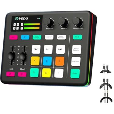 Imagem de VD-G1 Mixer DJ Profissional com Efeitos de Voz, Phantom Power 48V, 6 Pads Programáveis para Streaming, Podcast e Gaming