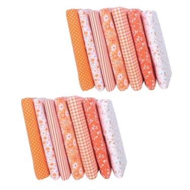 Imagem de 14 peças de tecido de artesanato de algodão laranja superior quadrados patchwork, colcha de costura DIY padrão floral artesanato e passatempo, tecido de artesanato e hobby 25,4 x 25,4 cm