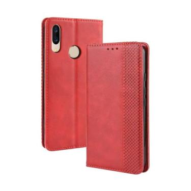 Imagem de Capa para Umi UMIDIGI Power,Retro Flip magnético,Caso de telefone de couro PU,Design de carteira com 3 slots de cartão e 1 clipe de dinheiro -Red