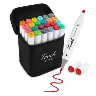 Imagem de Canetas Touch Marcador Permanente Ponta Dupla Kit 24 CORES 843347 - Ge