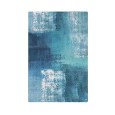 Imagem de JDAKHD Placa de parede em branco abstrata moderna azul petróleo 1 gangue estilo country grunge pincel de pintura design grafite tamanho médio Gfci compatível com interruptor de luz para cozinha quarto