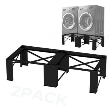 Imagem de Matalde Conjunto de 2 pedestais de lavadora e secadora de 73,7 cm, pedestal de lavanderia para lavadora e secadora, suporte para máquina de lavar e secar em aço de liga de aço, suporte de lavadora e