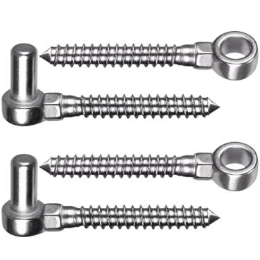 Imagem de LUMINFLY Conjunto de ganchos de aço inoxidável, ângulo reto e ganchos roscados retos para montagem de madeira resistente, pacote com 2, grau marítimo