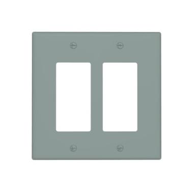 Imagem de Wmhusu Capa para interruptor de luz cinza claro azul 2 gangues duplo balancim Usb Dimmer placa de parede decorativa GFCI receptáculo placa elétrica para banheiro, quarto, decoração de casa