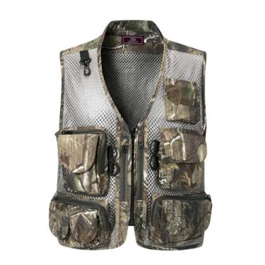 Imagem de Colete De Pesca Verão, Colete De Malha Respirável Para Homem Com Vários Bolsos E Fecho Para Pesca Sem Mangas, Bolso Trabalho E Safari Verão(Light green,M)