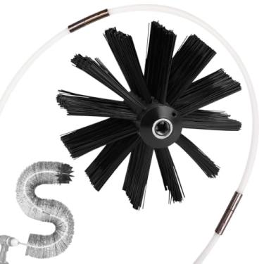 Imagem de Escova de limpeza de chaminé e dutos, 15 hastes flexíveis com adaptador de broca, escova de nylon para ventilação de fumaça e limpeza de lareira