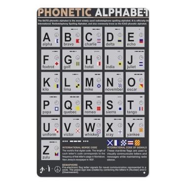 Imagem de Decoração militar alfabeto fonético código morse sinal de alumínio código morse presente exército decoração de parede impressão para decoração de parede placa de metal para casa, bar, café decoração