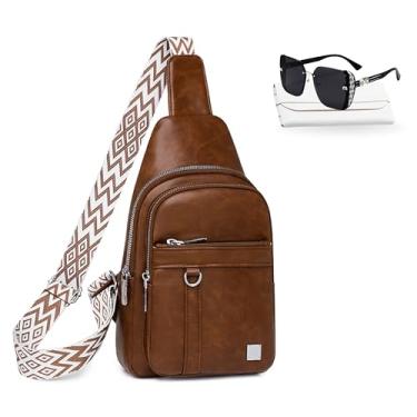 Imagem de Conjunto de mochilas, bolsas transversais para mulheres, pochetes sobre o ombro com óculos de sol, 03 - Marrom